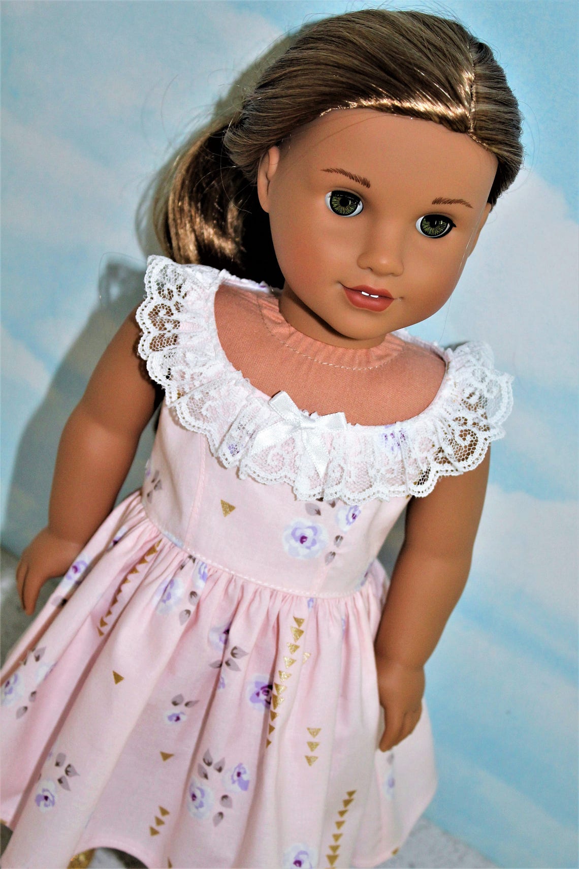 18 Inch Doll like American Girl Pink Floral Sleeveless Etsy