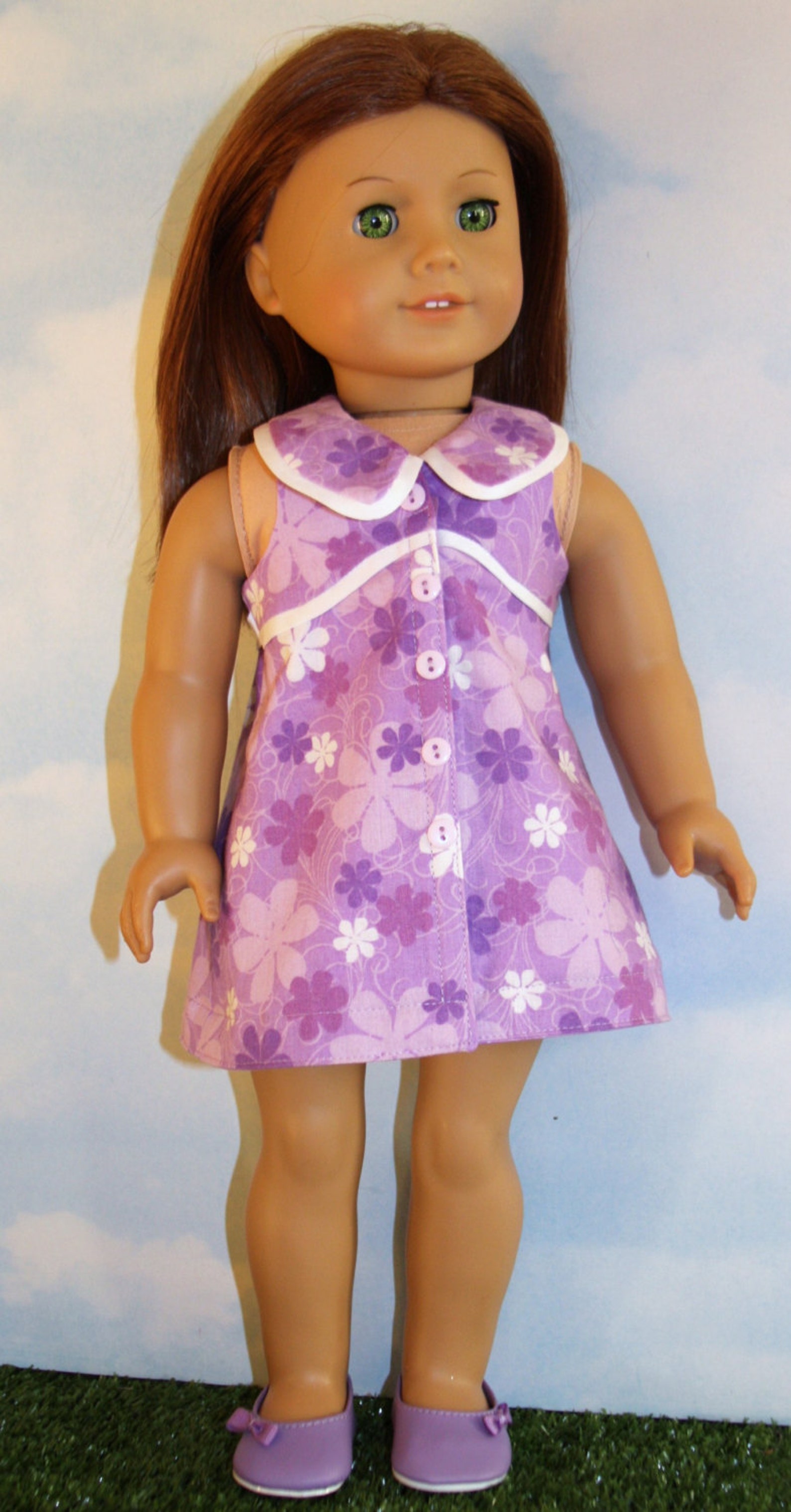 18 Inch Doll like American Girl Sleeveless Purple Floral Etsy