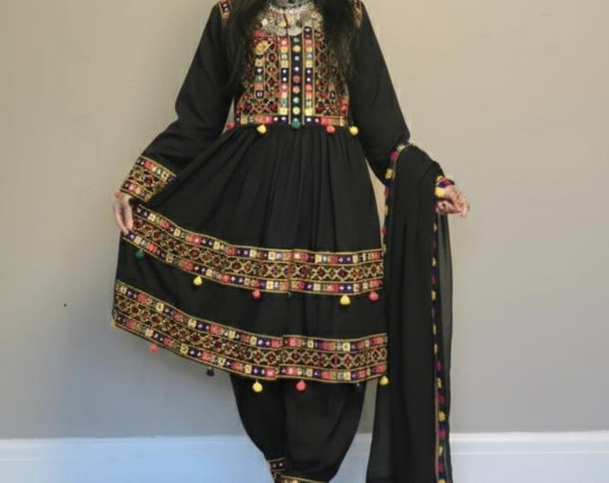 Featured listing image: Embroidered Afghan Dress: 3-Piece Kuchi Tribal Outfit