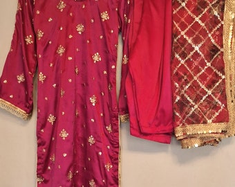 Pakistani Dress, Indian Suit, Party wear womens ethnic wear SILK embroidered PINK salwar kameez