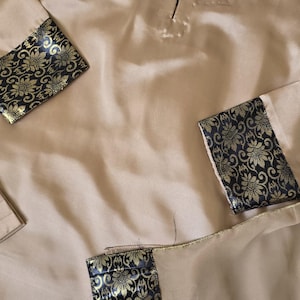 Pakistansk Farshi Shalwar Kameez siden med jamawar-kantknappar i etnisk stil för kvinnor bild 4