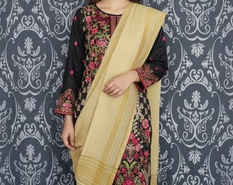 Pakistanisches Kleid Bestickter Salwar Kameez-Anzug mit Organza-Schal eid wear für Frauen