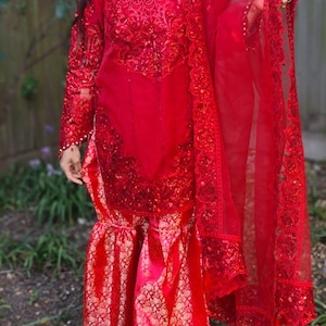 PAKISTANI DRESS, Indian Dress, Shalwar Kameez, Salwar suit, Salwar Kameez, Readymade Dress, pakistani designer dress, red garara dress