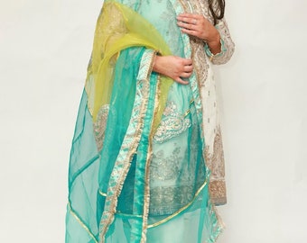Pakistani DRESS Salwar Kameez  gold Clothing Party Wear Ethnic Wear for Women Cream