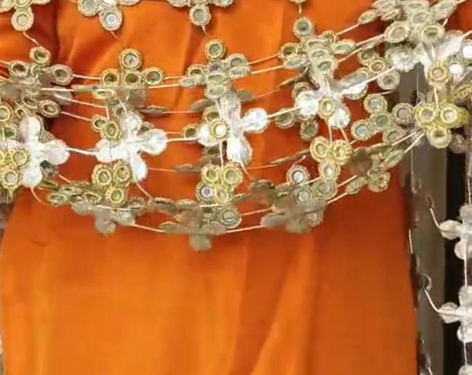 Featured listing image: Handmade Pakistani Dupatta Scarf – Gold & Silver Mirror, Ethnic Wedding Wrap