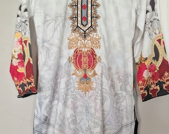 パキスタンのローンサルワールカミーズ、刺繍入り民族衣装、夏服