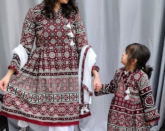 ajrak frock design