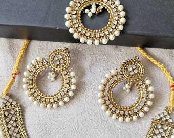 Kundan Bridal Jewelry Set: Indian Pakistani Gold Choker Necklace