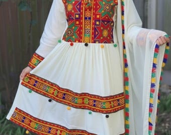 Vestido afgano bordado, conjunto étnico Kuchi de 3 piezas, ropa tradicional afgana para Eid