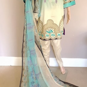 Señoras Impreso Readymade indio paquistaní asiático traje churidar and Bufanda Maxi 