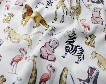 Katoenen stof safari jungledieren, kinderkamerdecoratie, per meter