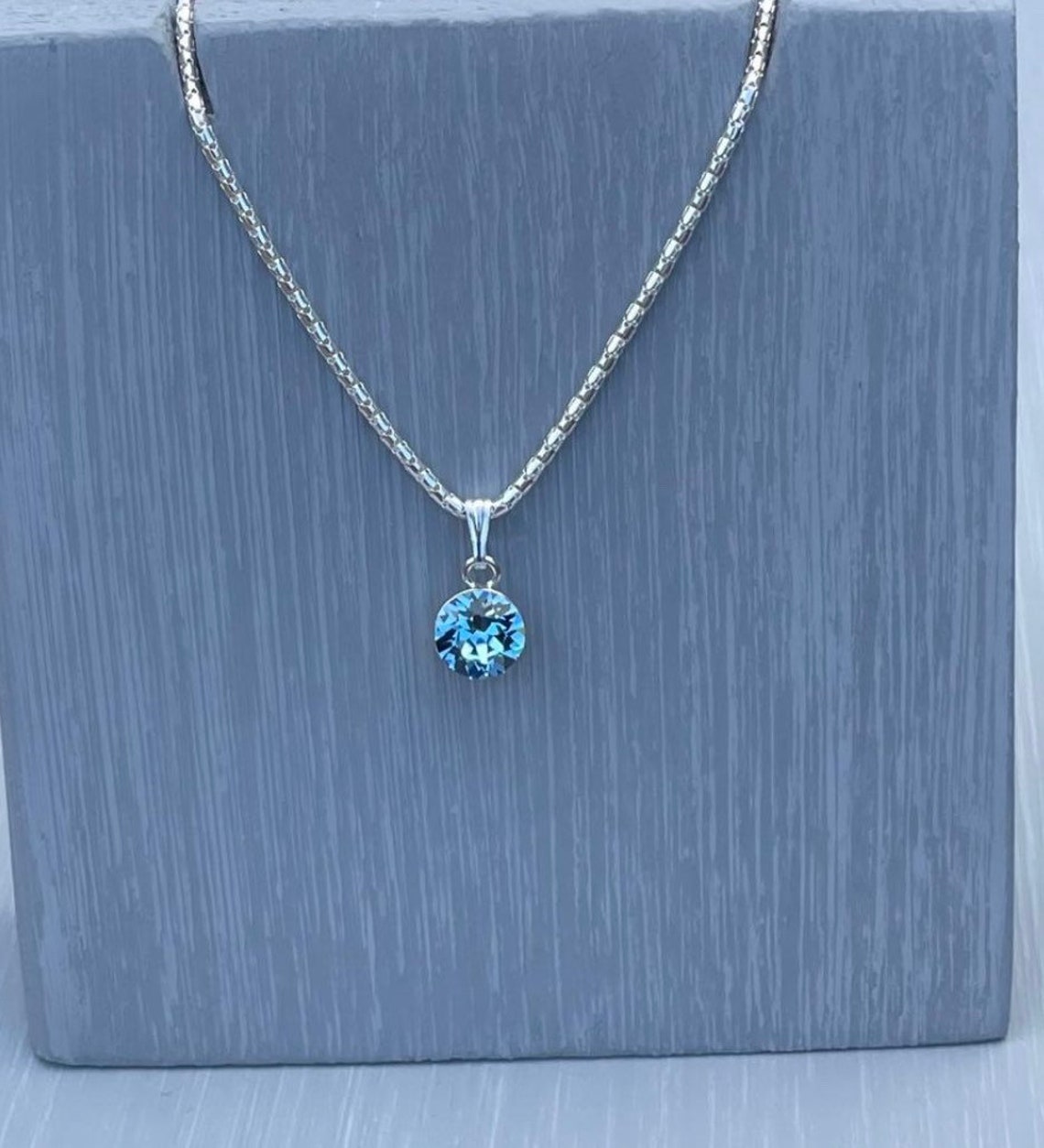 Aquamarine Swarovski Crystal Necklace | Etsy