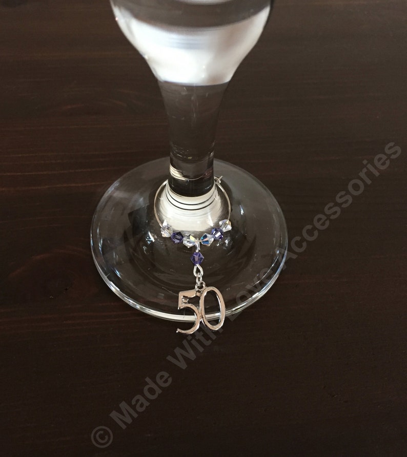 Wine Glass Charm 50th Birthday Wine Charm 50 Birthday Gift Etsy