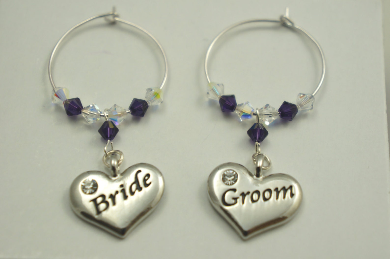 Wine Glass Charms Bride and Groom Top Hat and Heart Etsy UK
