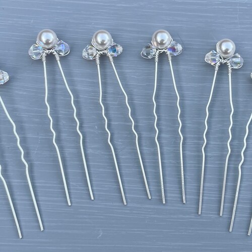 Pearl Fan Pins Pearl and Crystal Hair Pins Fan Hair Pins Etsy UK