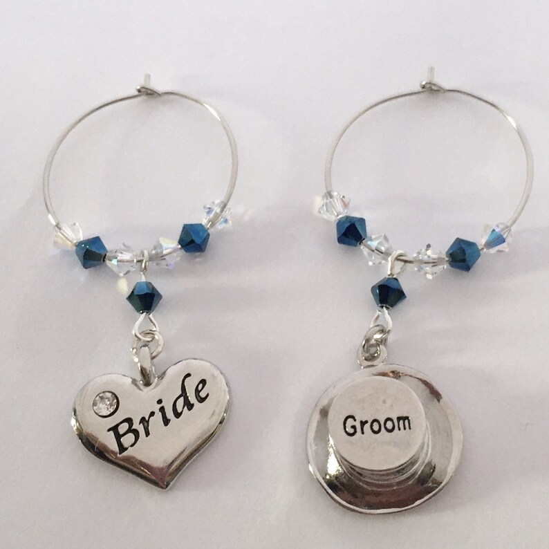 Bride and Groom Wine Glass Charms Wedding Favors Wedding Etsy