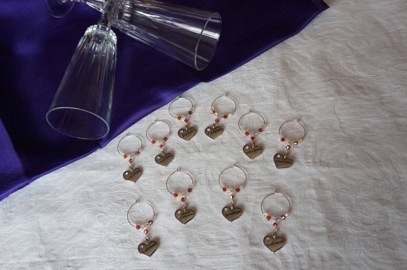 Wine Charms Wine Glass Charms Bridal Party Charms Wedding Etsy