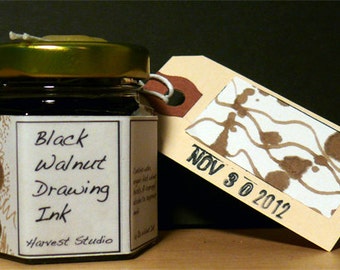 Artisan Black Walnut Drawing Ink, small 1.5 oz or large, 4 oz. Luminous, light fast. Not permanent. Can lift and soften with dry brush.