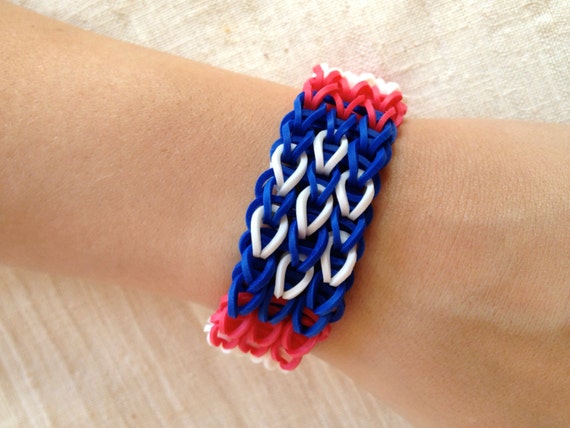 Items similar to Rainbow Loom bracelet, rubber bands, 4th Of July ...