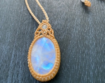 Macrame moonstone necklace/Boho Handmade Gemstone Necklace for Women/personalized Gift for Her/ Festival Jewelry/June Birthstone