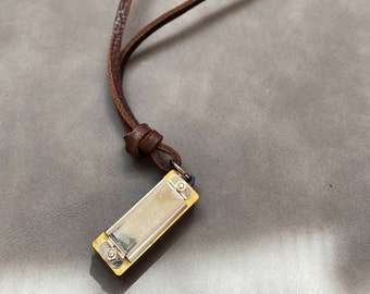 Mini Harmonica Leather Necklace: Unisex Music Teacher Gift