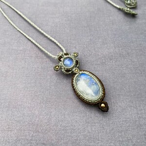 Mother's day gift ideas/Moonstone Crystal Necklace/Ajustable  Necklace Chain/Macrame Choker/Boho Hippie/ Gift for her