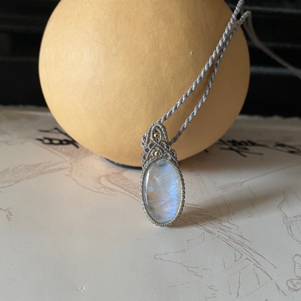AAA Quality Macrame moonstone necklace/First mothers day gift/June birthstone necklace/soul sister gift/crystal moonstone necklace