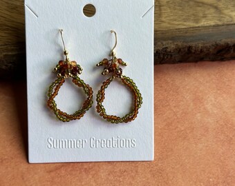 Handmade Beaded Earrings: 14k Gold Plated, Glass Beads