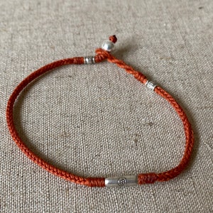 Braided Waxed Cord Bracelet: Sterling Silver Beads, Waterproof Surf Style