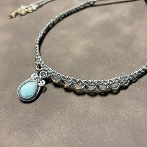 Larimar Necklace/Macrame Choker/lace choker/ gift for her/wedding necklace/dainty stone necklace/personalized gift image 5