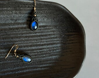 Macrame Labradorite Earrings: 14k Gold Filled, Gemstone Jewelry