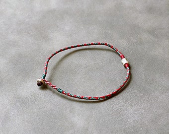 Thread Bracelet/Good Luck Bracelet/Wish Bracelet with Fine Silver Beads/Surfer Bracelet/Friendship Bracelet/Copules gift/Best Friend Gift