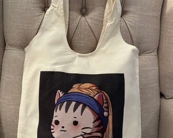 Cat Art Tote Bag: 100% Natural Cotton, Eco-Friendly