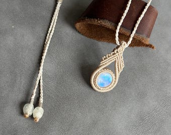 Macrame Moonstone Necklace: Handmade Woven Crystal Choker