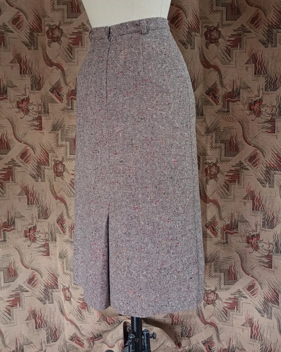 Vintage 1980s Wool Skirt Beige Flecked Speckled T… - image 4