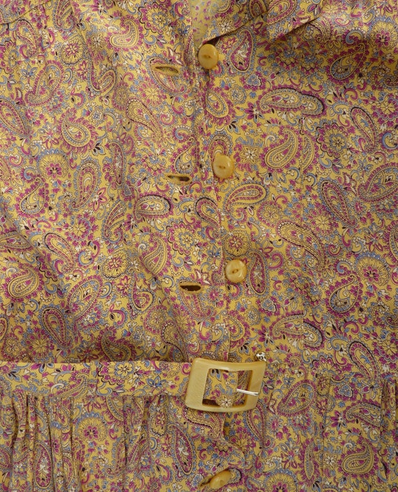 Vintage 1940s Dress Paisley Rayon Crepe Yellow Ma… - image 9