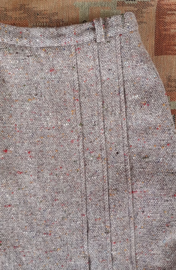 Vintage 1980s Wool Skirt Beige Flecked Speckled T… - image 7