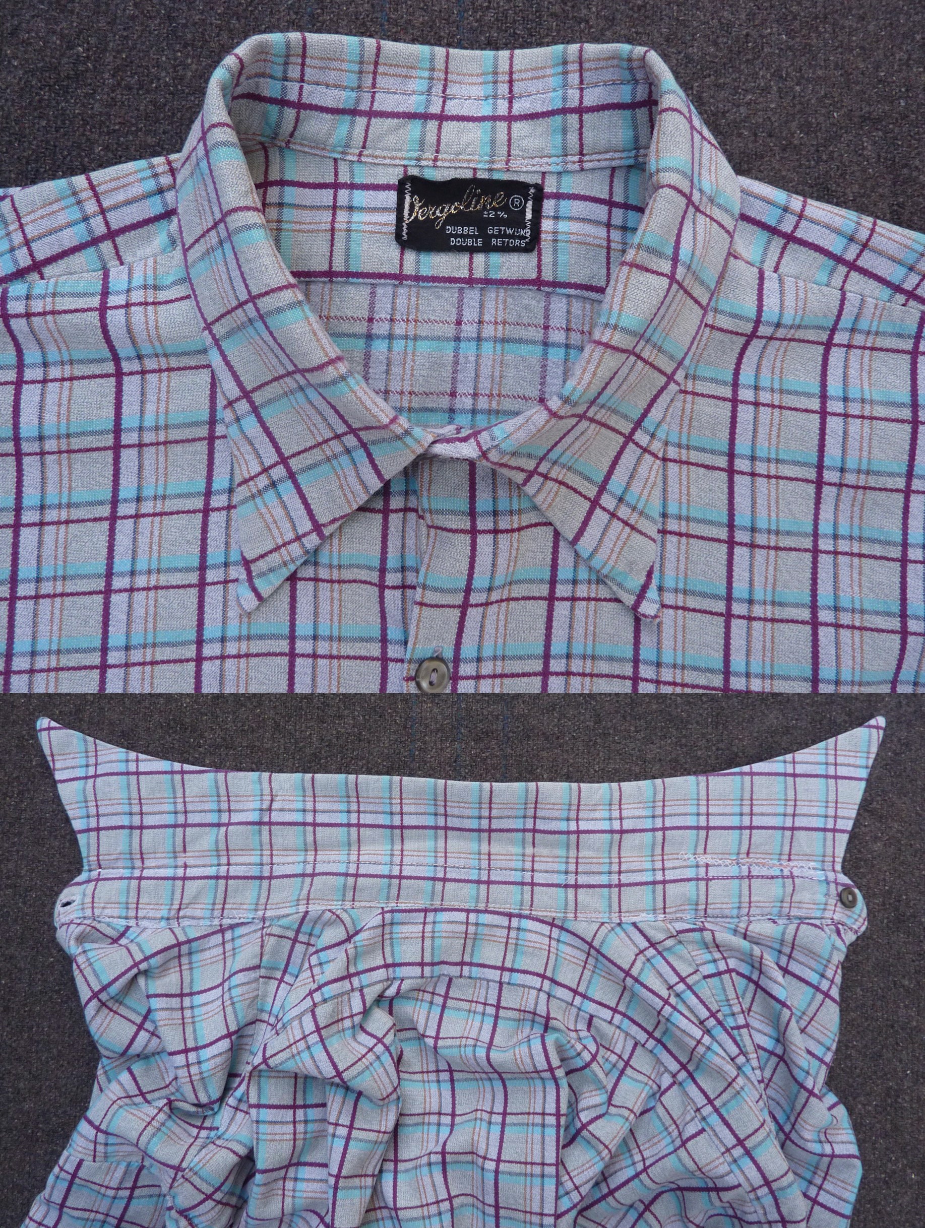 Vintage 1960s Checked Work Shirt Grey Blue Plaid Check French - Etsy