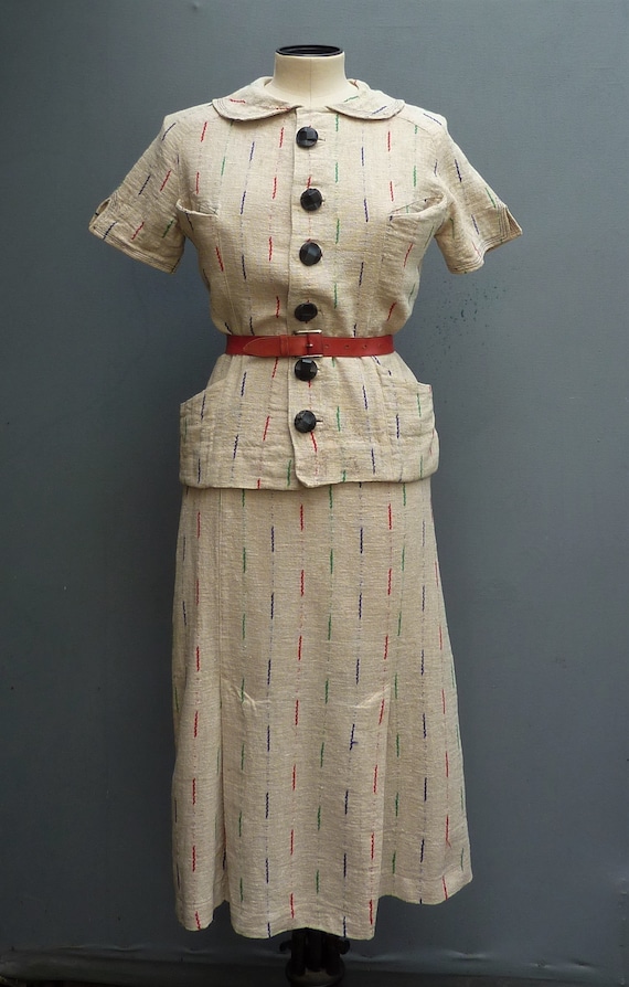 Superb Original 1930s 2 Piece Suit Jacket Skirt D… - image 2