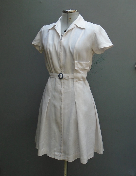 Superb CC41 Londonus White Linen Tennis Dress 1940