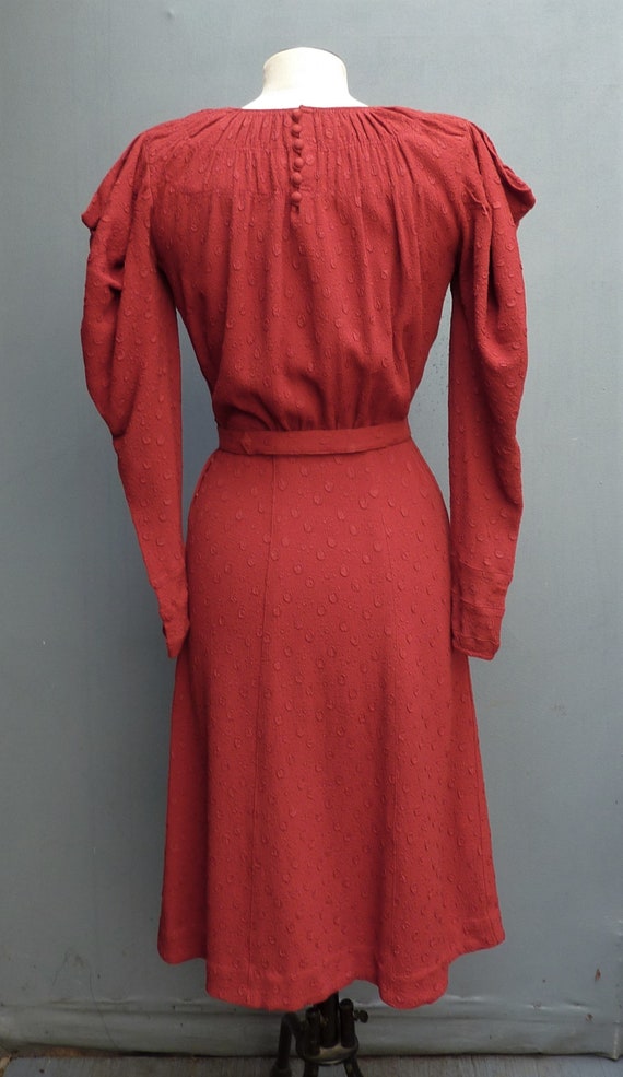 Superb Original 1930s Handmade Vintage Dress Rust… - image 5