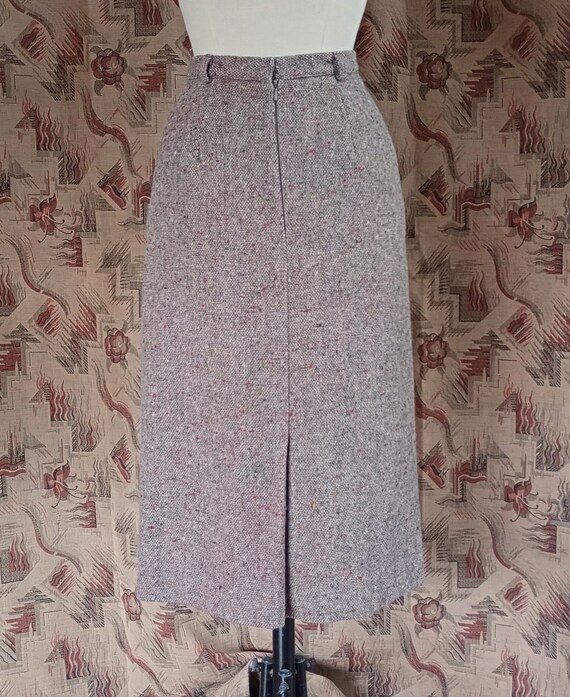 Vintage 1980s Wool Skirt Beige Flecked Speckled T… - image 5