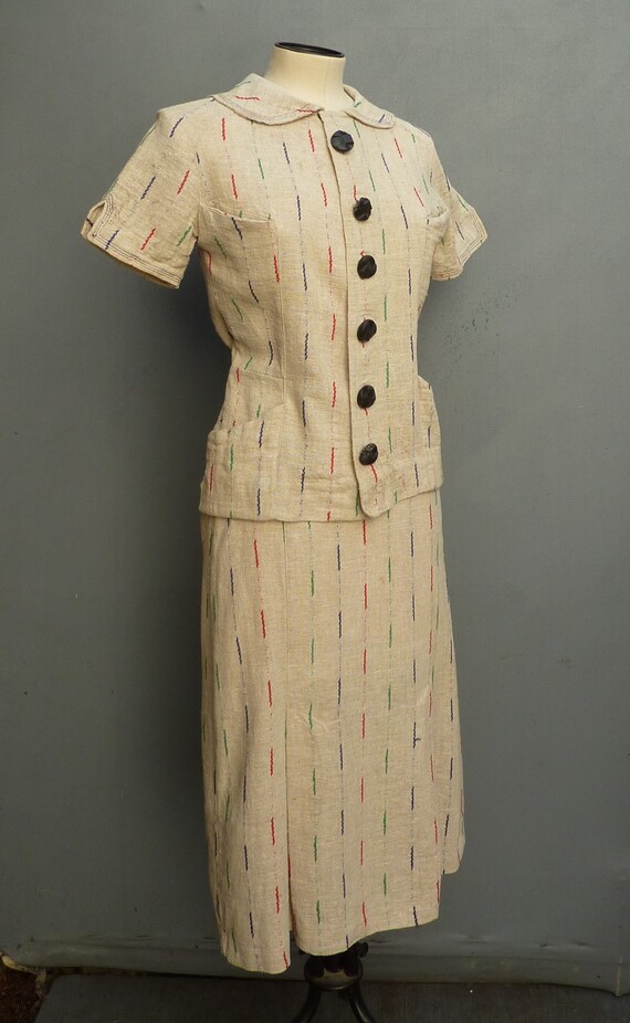 Superb Original 1930s 2 Piece Suit Jacket Skirt D… - image 4
