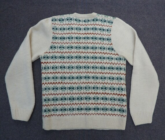 Vintage Hand Knitted Fair Isle Sweater Jumper Cre… - image 8