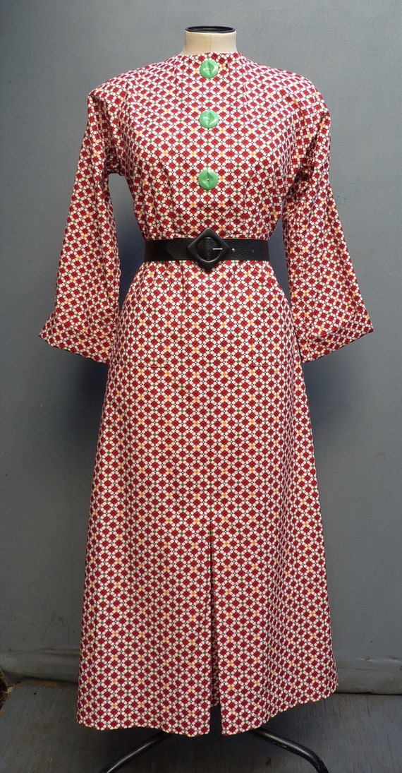 Vintage Reproduction 1930s Dress Printed Cotton H… - image 2
