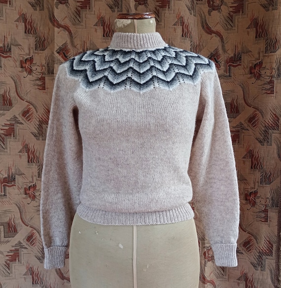 Vintage 1980s 50s 40s Style Shetland Wool Jumper … - image 1