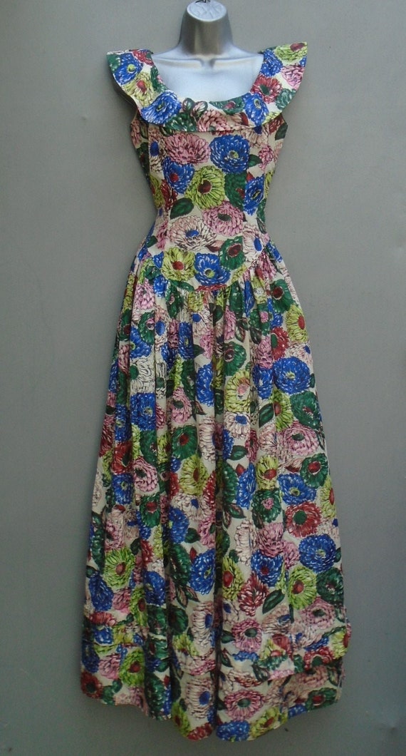 Vintage IIOII 1940s Afternoon Dress Novelty Bold F
