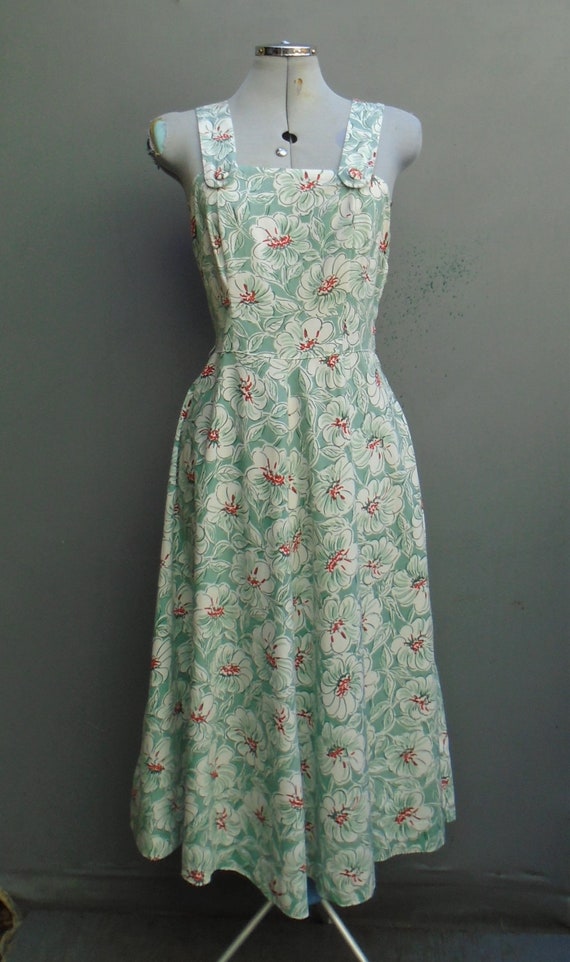 Original Vintage 1940s 1950s Sun Dress Bold Novelt