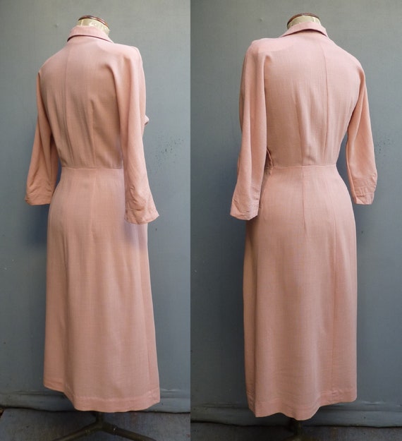 Original Vintage 1940s 1950s Home Made Dress Pink… - image 4