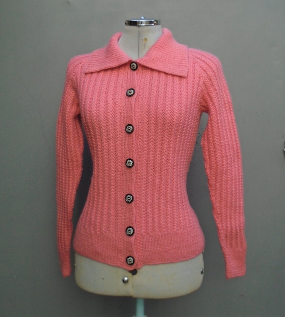 Original Vintage 1950s Hand Knitted Cardigan Jacke